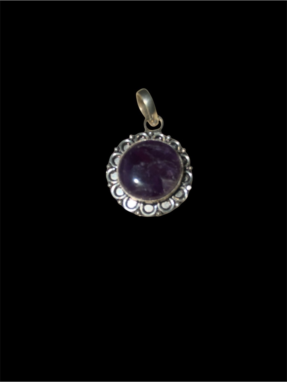 Amethyst Round Silver Pendant - Elegant Purple Gemstone